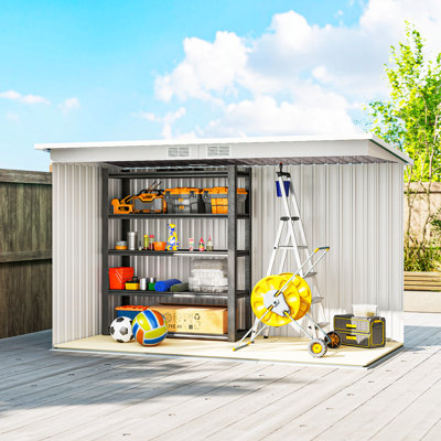 Biruk 9 ft. W x 4 ft. D Galvanised Steel Pent Garden Shed