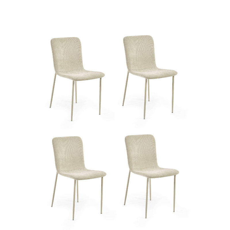 49cm H Polyester Upholstered Full Back Side Chair in Cream