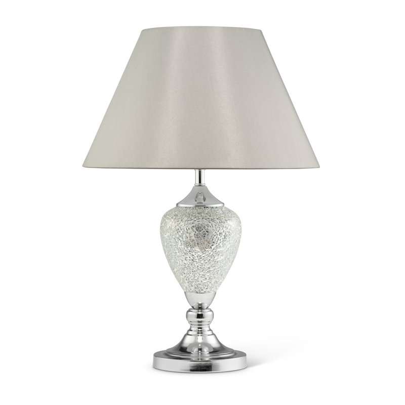Whitworth 57Cm Silver Crackled Glass Mosaic Grey Table Lamp