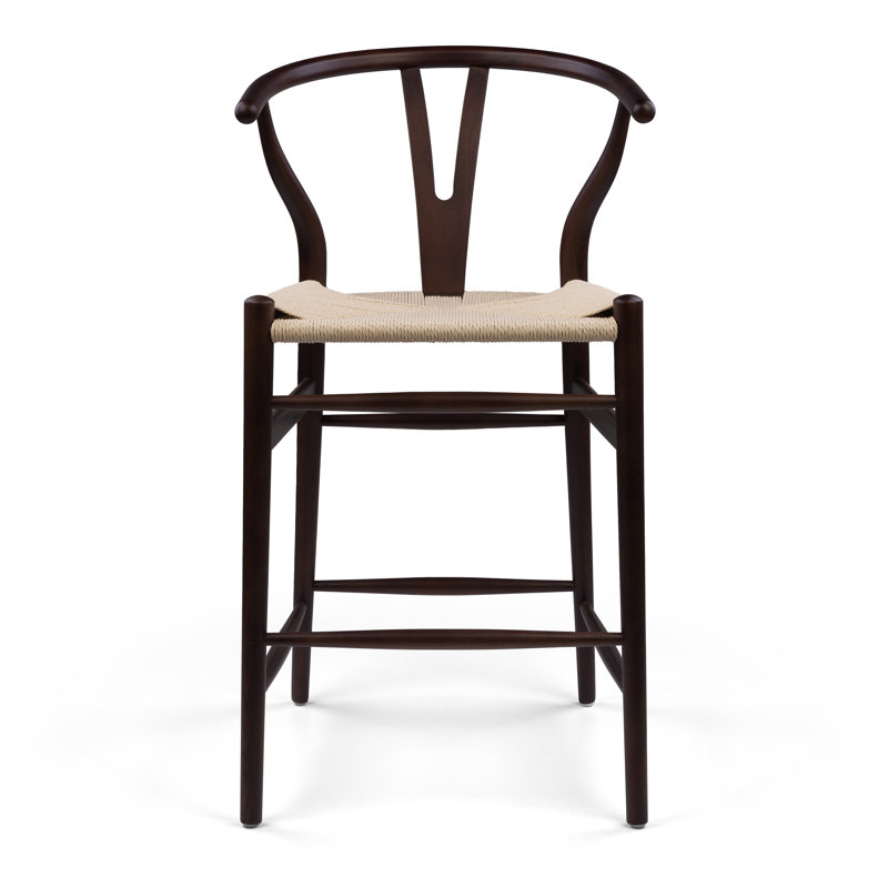 Leonidas Counter Stool with Solid Wood Frame, Dark Brown