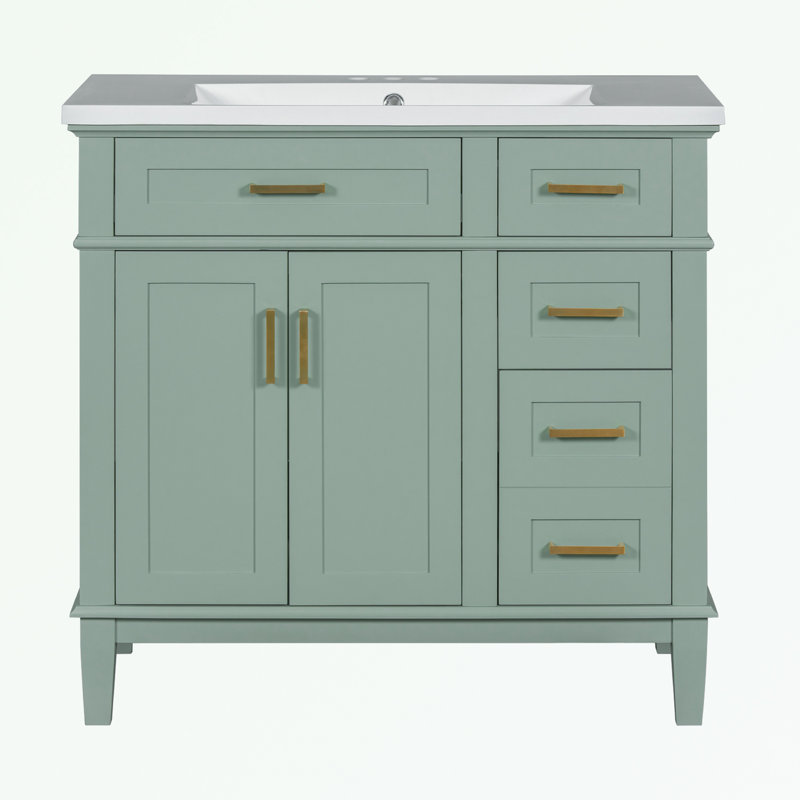 Flavie 36'' Bathroom Vanity with Top, Green