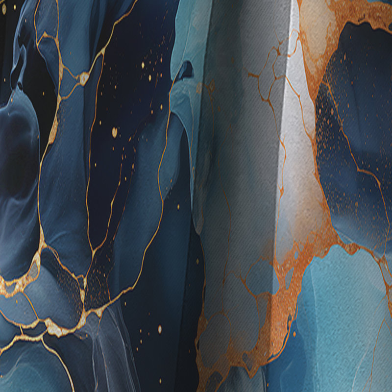 Blue and Gold Celestial Radiance Marble Bliss - Rideau occultant en marbre abstrait - 1 panneaux, L 52 po x L 90 po