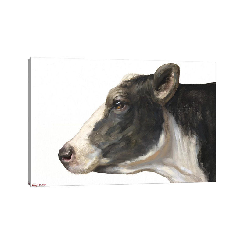 Cow White Background by George Dyachenko - Painting on Canvas, Wrapped Canvas, 66.04cm H x 101.6cm W x 1.91cm D