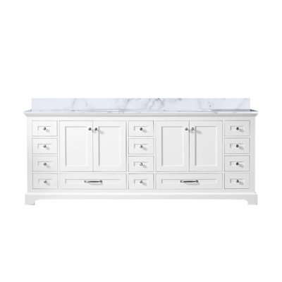 White Double Bath Vanity 84 In. W X 22 In. D, With Cultured Marble Top