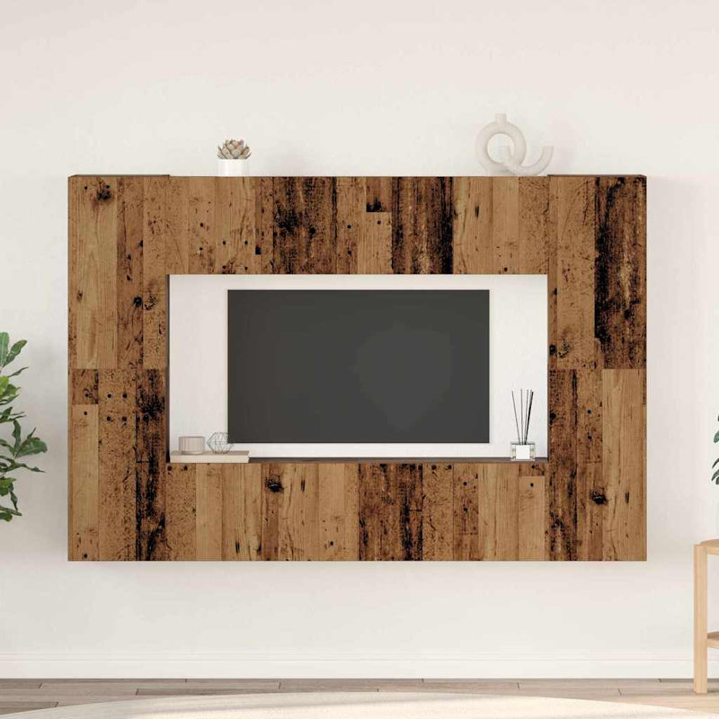 TV Cabinet Set 8 Pcs 60 X 30 X 30 Cm Engineered Wood, Old Wood