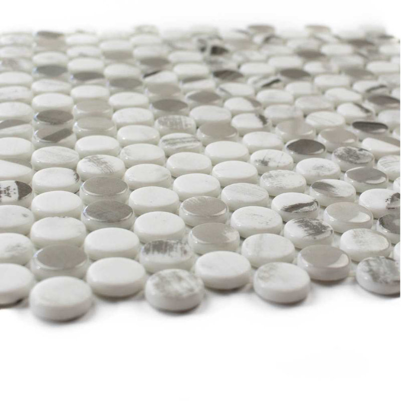 Eterna Penny 12"x12" Recycled Glass Mosaic Wall & Floor Tile, Alaia