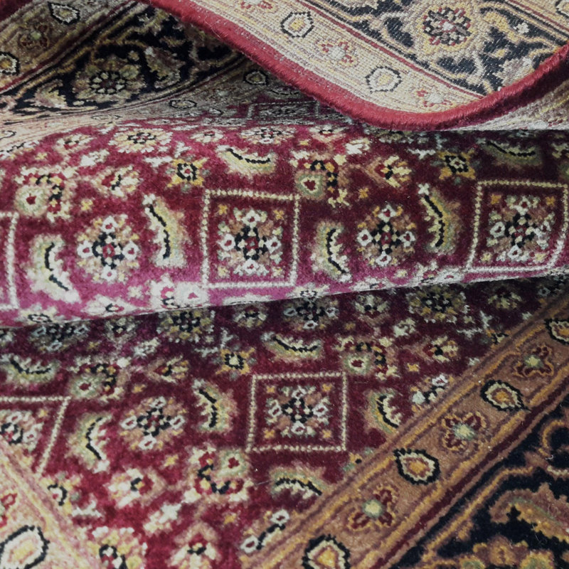 Tapis oriental rouge / or en coton / laine fait à la main 4 pi x 6 pi Oriental