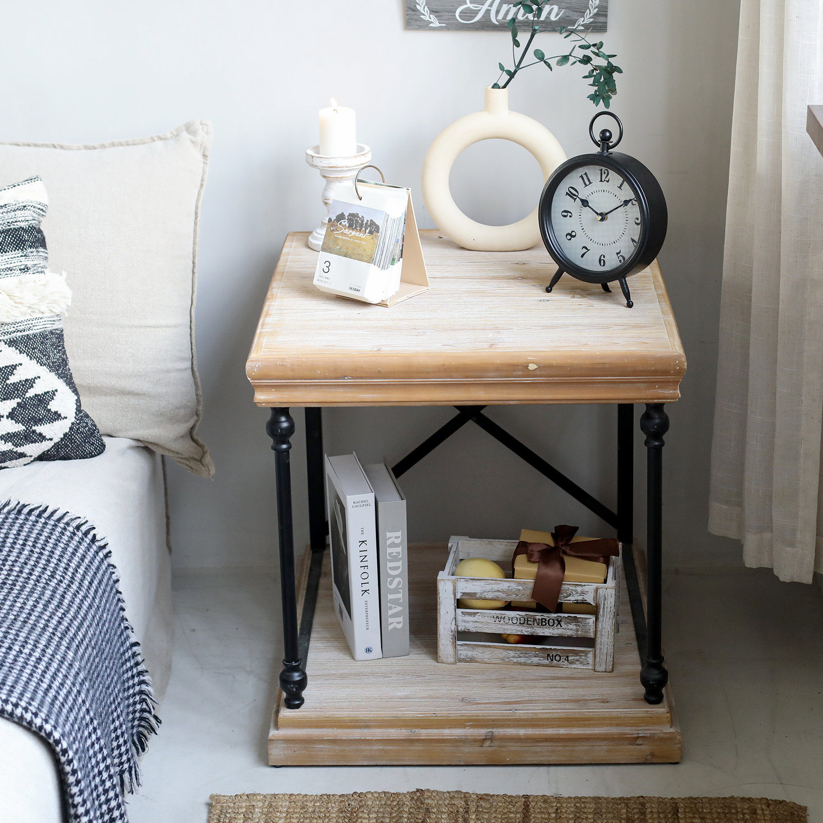 DOWLVN Wood Square Storage Side End Table & Reviews Wayfair Canada