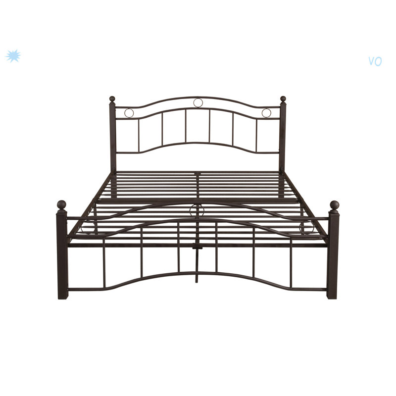 Metal Bed With Headboard And Footboard, Bronze, King