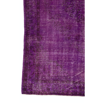 6.5x10.2 Ft Handmade Turkish Area Rug Overdyed in Purple Color for Modern Homes