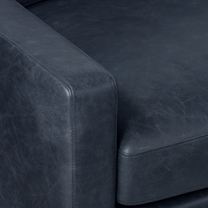 Sorrento 86'' Full-Grain Genuine Italian Leather Sofa, Nightfall Blue