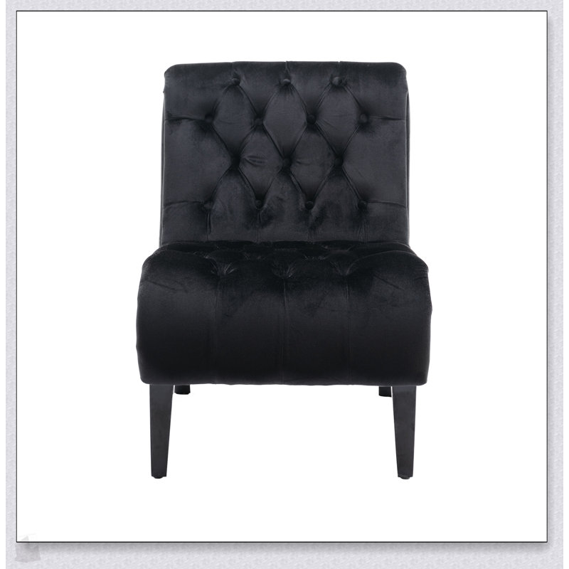 Chaise d'appoint compacte et confortable avec cadre robuste pour petits espaces et déplacement facile, Velours noir