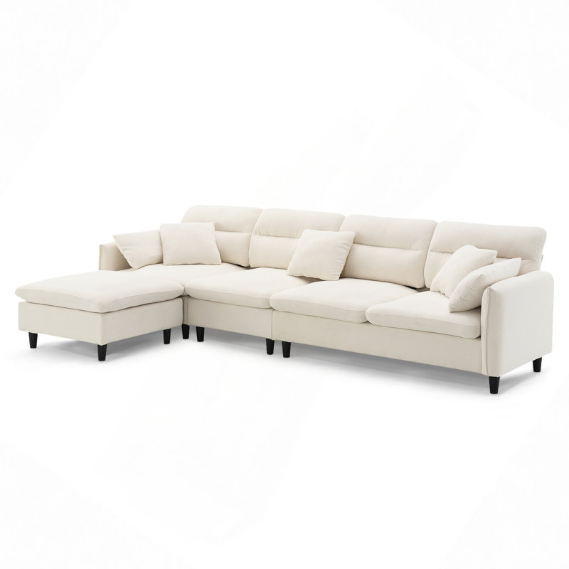 Modern Convertible Sectional Sofa, Beige