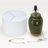 3-way Green Ceramic Table Lamp With White Drum Shade