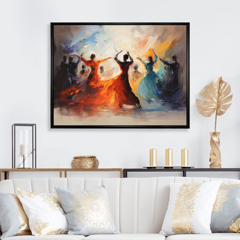 «Soulful Dancing I», reproduction sur toile, Cadre flottant noir, H 16 po x l 32 po x P 1 po