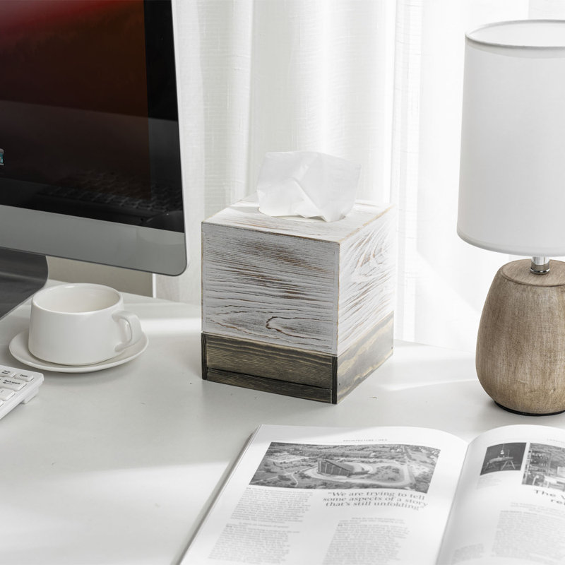 Wood Square Tissue Box Cover