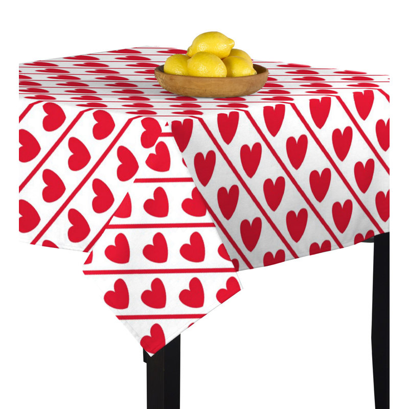 Sirois Hearts Diagonal Stripe Tablecloth, 60" x 60"