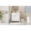 Meuble-lavabo moderne de 76 cm (30 pouces) avec lavabo en céramique, poignées en forme de bouton et étagère réglable, gain de place dans les petits espaces, lavabo de 76 cm (30 pouces), tiroirs à fermeture amortie.