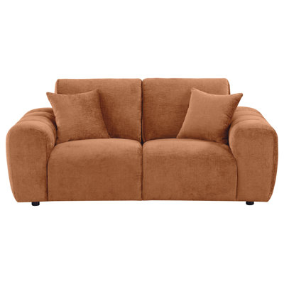 Burnt Orange Upholstered Wide Arm Loveseat