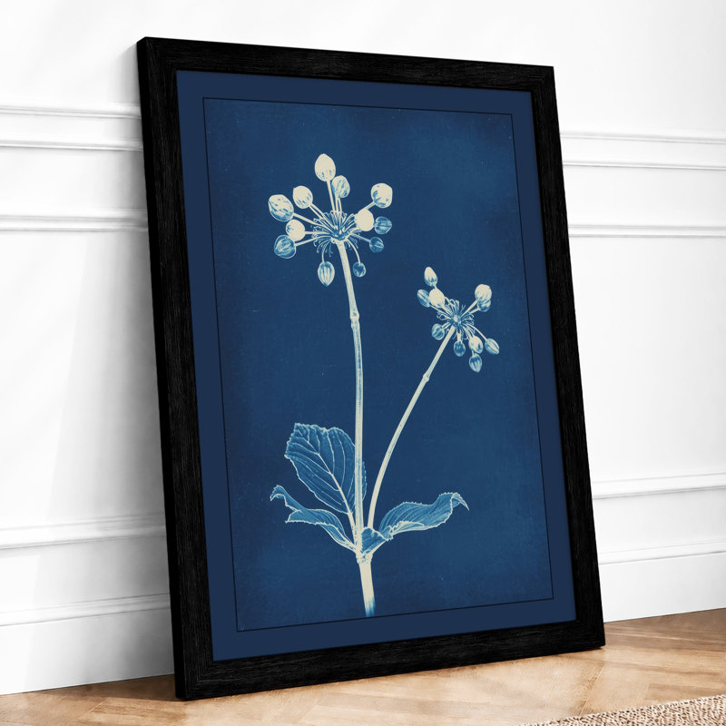 Study in Blue Botanical - Framed Print, A4 - 29.7 x 21.0 cm, Black
