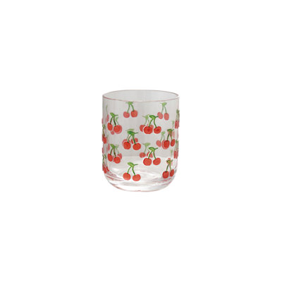 Round Acrylic Drinking Glass Cherries