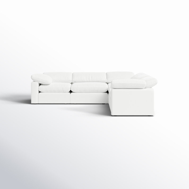 Wonardo Upholstered L-Shaped Sectional, Cotton White Fabric