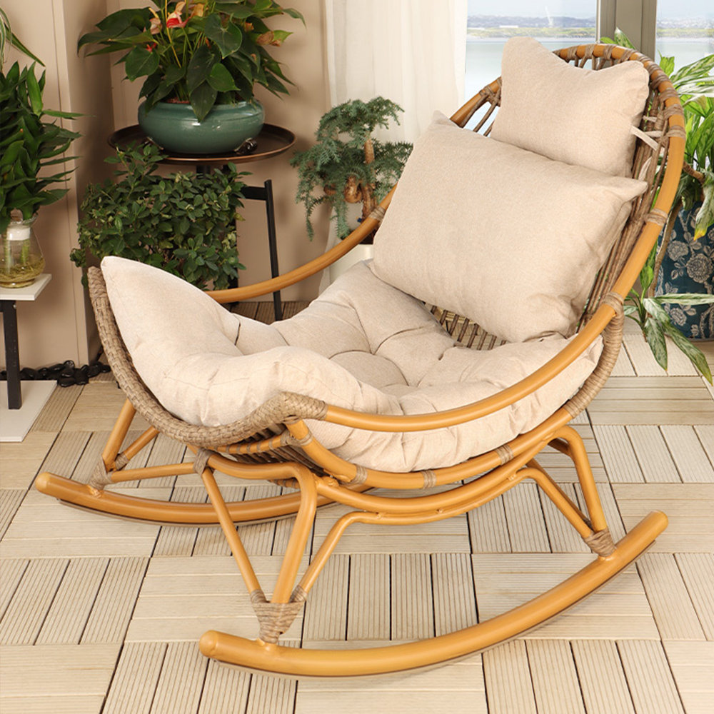 ChairVogue Rattan Woven Home Casual Rocking Chair Rocking Chair | Wayfair