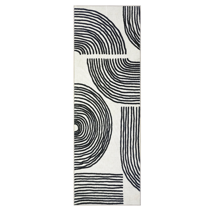 Machine Washable Rug with Non Slip TPR Backing Soft Non Shedding Floor Covering, Low Pile Thin Foldable Printed Mat for Living Room Bedroom
