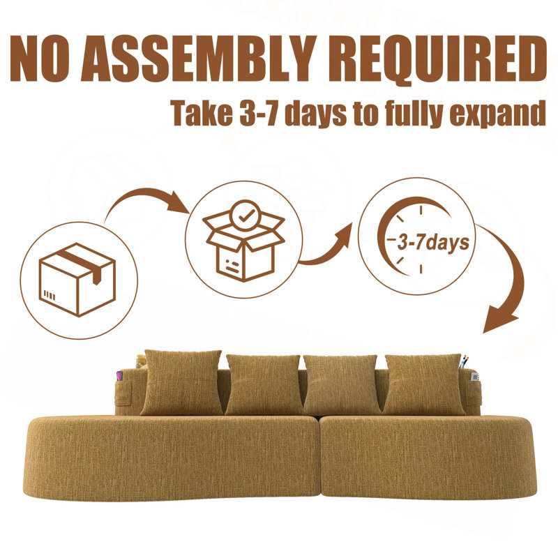 Canapé d'angle incurvé moderne 3 places minimaliste et élégant en forme de demi-lune, canapé d'angle modulaire compressé