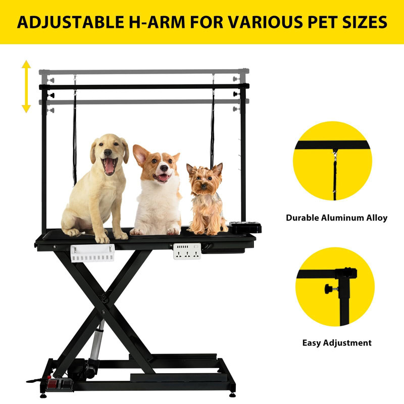 Black Heavy Duty Electric Pet Grooming Table with Adjustable Height