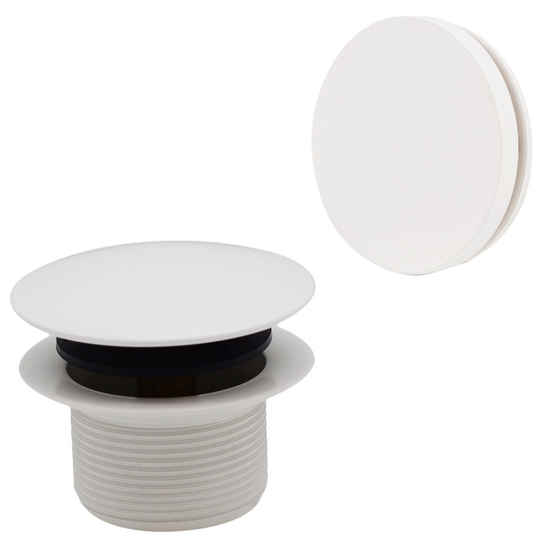 Drain de baignoire 1,5 "à gros bec avec plaque de débordement, Blanc thermolaqué