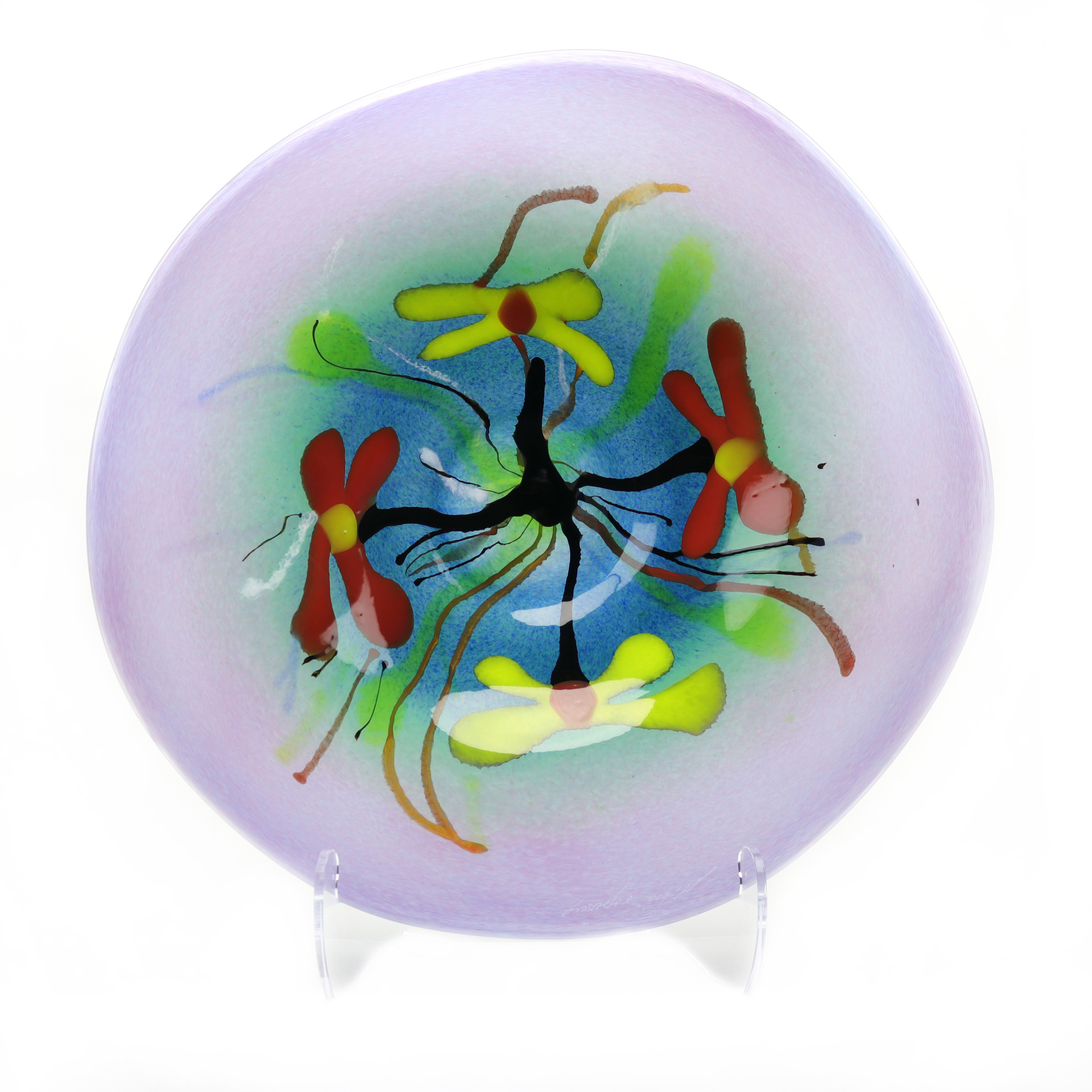 Murano Art Collection Napoli Glass Decorative Plate in Violet/Blue