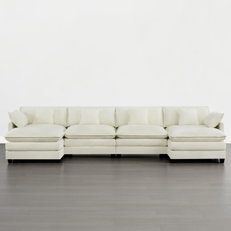 Colmenero 6-Piece Modern Upholstered Modular Sectional Sofa With Chaise, Linen Polyester