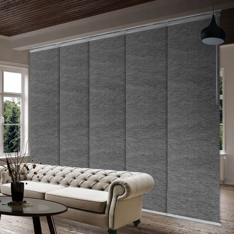 Rail semi-diaphane gris anthracite simple à 5 panneaux 58 po x 110 po x H 94 po, largeur de panneau 23,5 po