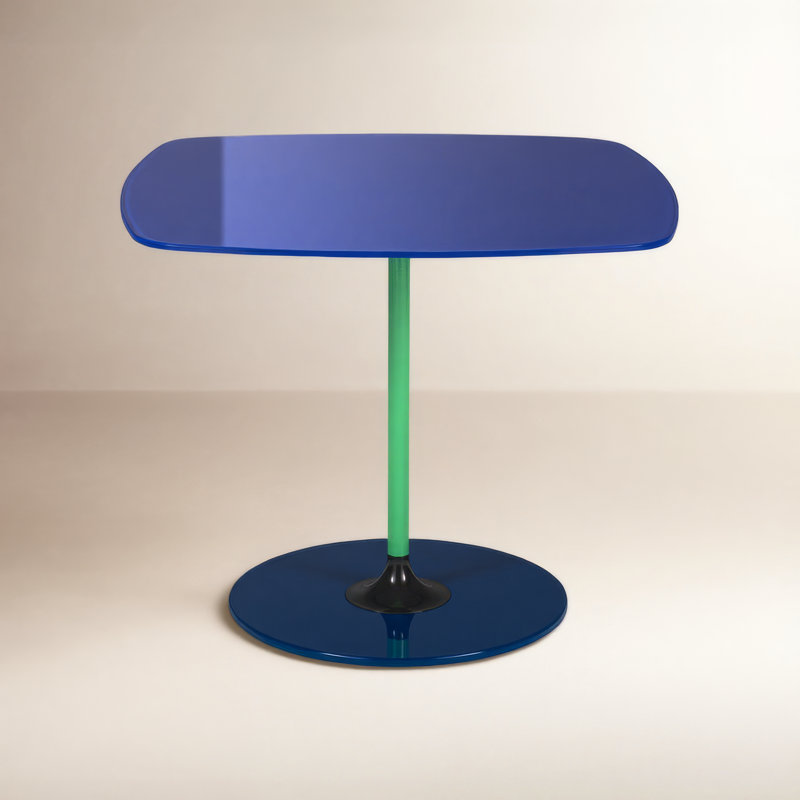 Thierry Glass End Table, Blue, 15.75 " H x 19.66 " W x 19.66 " D