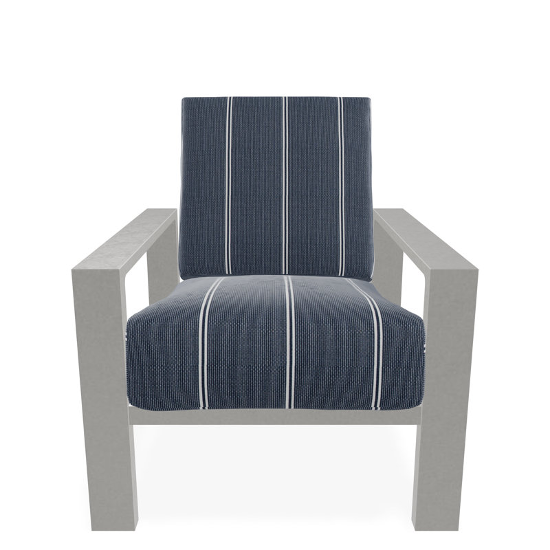 Larssen Deep Seating Cushion Arm Chair, Snow, Copeland Chambray