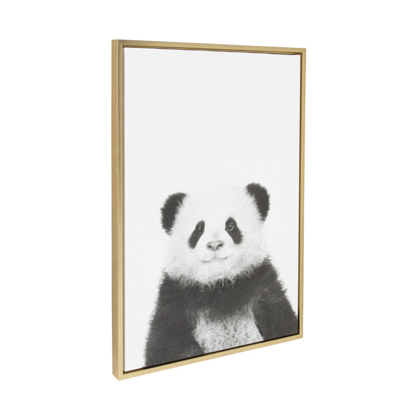 «Panda» par Simon Te of Tai, reproduction d'art sur toile encadrée, Cadre doré