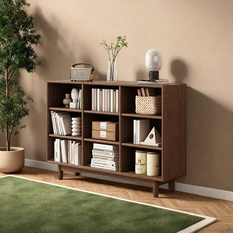 Bibliothèque de rangement domestique, H 35 po x l 47,2 po x P 12,2 po, Marron foncé
