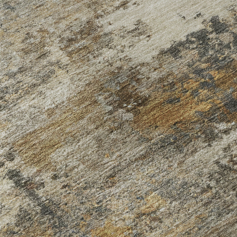 Tapis abstrait lavable à la machine de qualité supérieure Mayfield AMF2368, 10 pi x 14 pi, Kaki