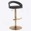 Tabouret de bar réglable en métal doré et similicuir noir avec repose-pieds arrondi en T - ensemble de 2-1519871658-1519871654