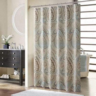 Boho Paisley Pattern Shower Curtain (Taupe)