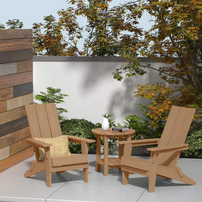 Foldable Outdoor Adirondack Set, Brown