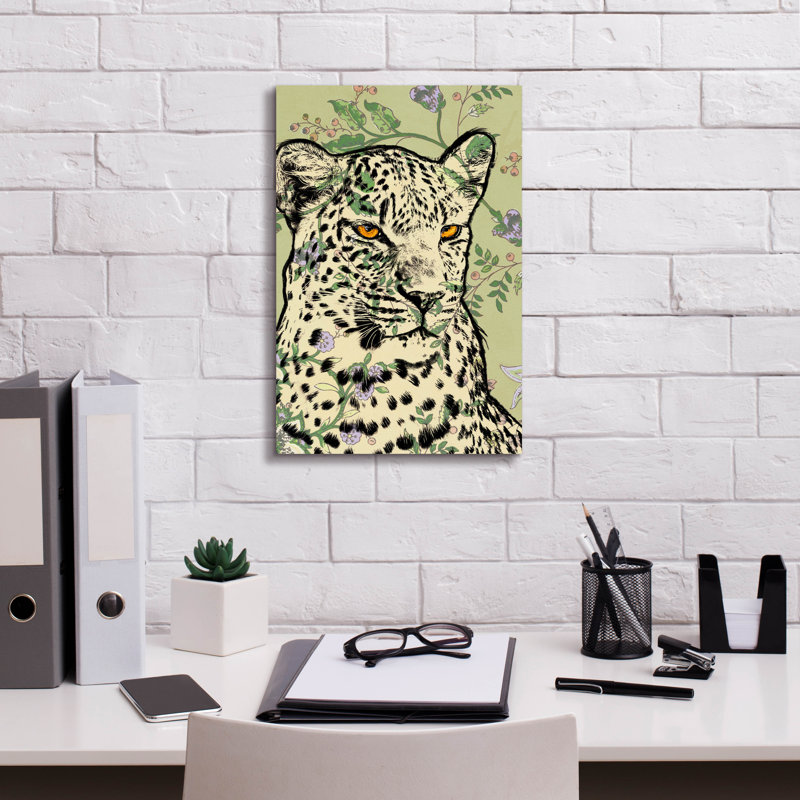 «Papier peint Jaguar» par Dean Russo, art mural sur toile, H 18 po x l 12 po x P 0,75 po