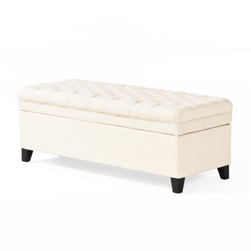 Modern storage ottoman, Faux Leather, White