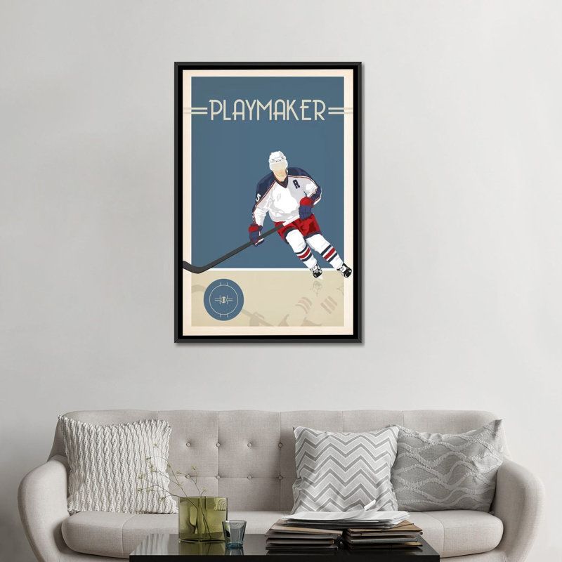 « playmaker », impression sur toile, H 48 po x l 32 po x P 1,5 po, Toile avec cadre noir, Pas de tapis