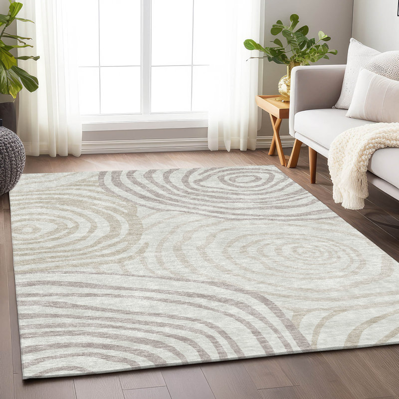 Premium Machine Washable Prisco Ivory Rug, Rectangle 9' x 12'