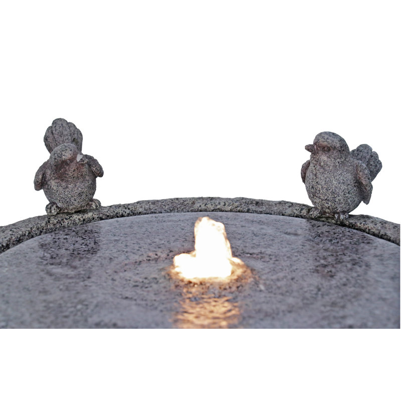Handcrafted Outdoor Birdbath Fountain with Lights