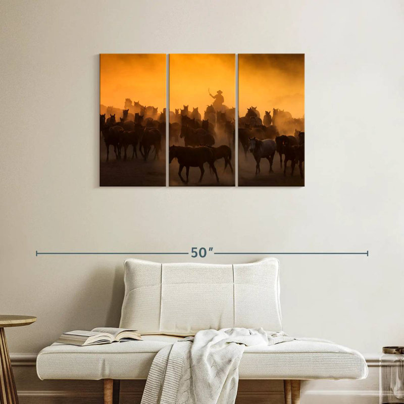 Lelar Herding Horses, 24" H x 38" W