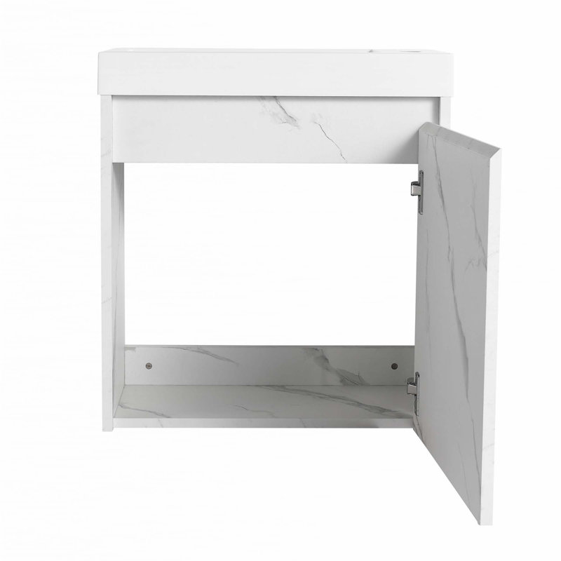 Meuble-lavabo mural flottant 20 po avec lavabo en résine, Blanc