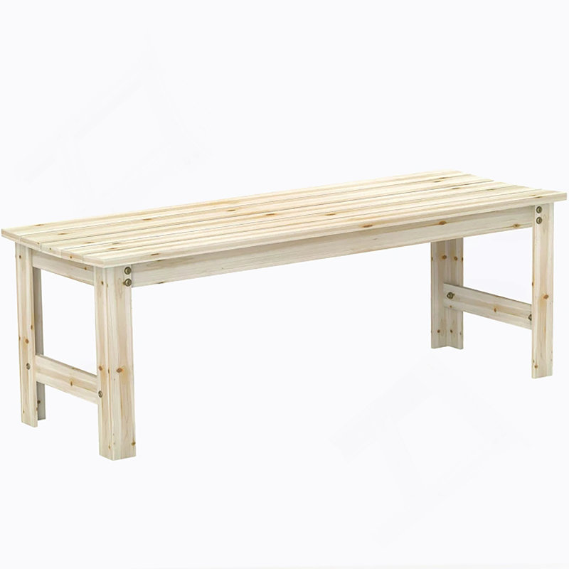 Backless Slatted Bench,Wood Outdoor Bench, Natural Wood